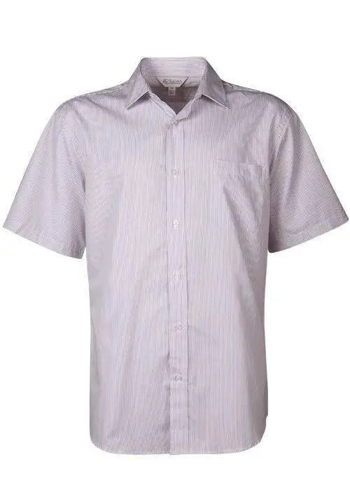 Aussie Pacific Men's Henley Short Sleeve Shirt 1900s Corporate Wear Aussie Pacific White/Purple XXS