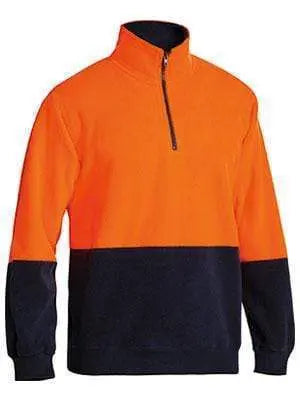 Bisley Workwear Work Wear YELLOW/NAVY (TT04) / S BISLEY WORKWEAR HI VIS POLAR FLEECE ZIP PULLOVER BK6889