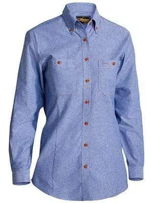 Bisley Workwear Work Wear BISLEY WORKWEAR WOMENS CHAMBRAY SHIRT - LONG SLEEVE B76407L