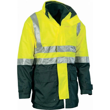 DNC Workwear Work Wear Yellow/Bottle Green / S DNC WORKWEAR 4-in-1 Hi-Vis Two-Tone Breathable Jacket with Vest and 3M Reflective Tape 3864