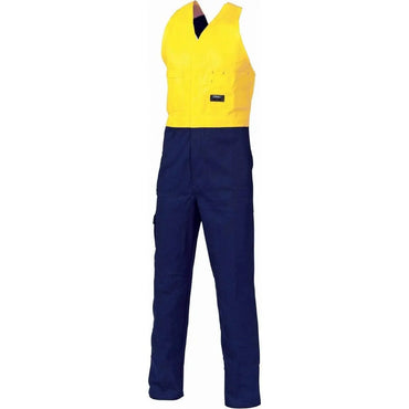 DNC Workwear Work Wear Yellow/Navy / 77R DNC WORKWEAR Hi-Vis Two-Tone Cotton Action Back Overall 3853
