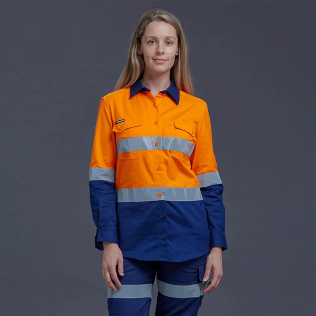 KingGee Workcool Women's Long Sleeve Hi Vis Work Shirt K44544 - City Workwear