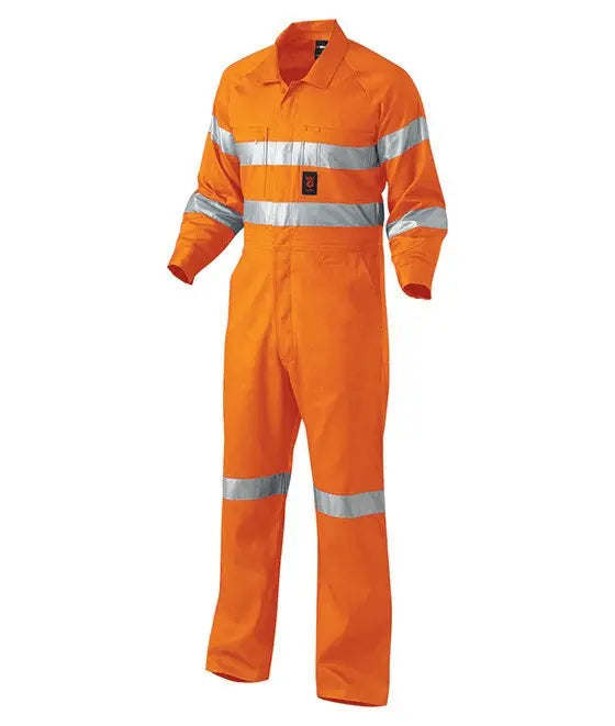 KingGee Work Wear Orange / 77R KingGee Hi-Vis Summerweight Drill Reflective Combination Overall K51305