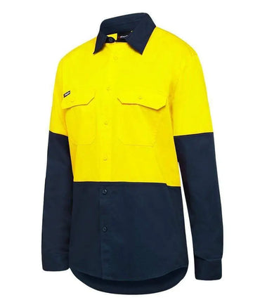 KingGee Stretch Splice Shirt  K04035 Work Wear KingGee Yellow/Navy 2XS