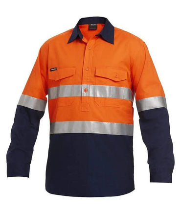 KingGee Work Wear Orange/Navy / 2XS KingGee Workcool 2 Reflective Spliced Closed Front Shirt L/S K54886