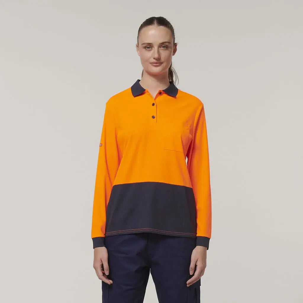 Hard Yakka Women's Long Sleeve Hi Vis Polo Shirt Y08603 - City Workwear