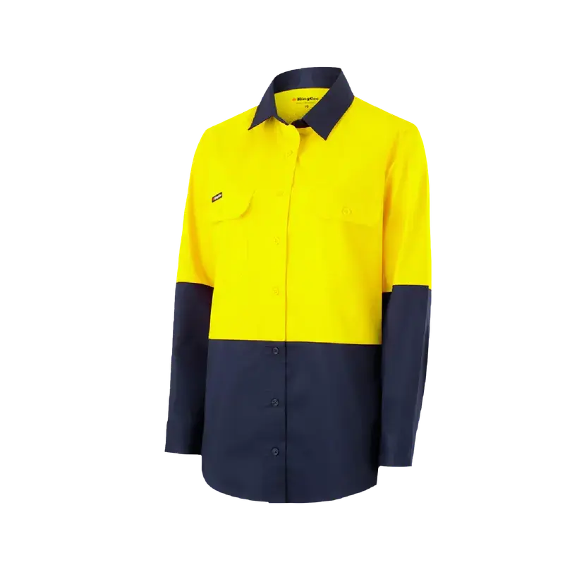 KingGee Women's Hi Vis Vented Spliced Long Sleeve Work Shirt K44222  Metro Workwear