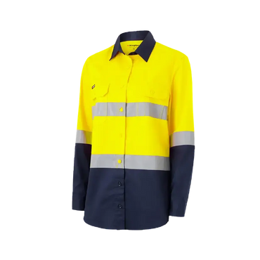 KingGee Women's Hi Vis Vented Spliced Long Sleeve Work Shirt K44221  Metro Workwear