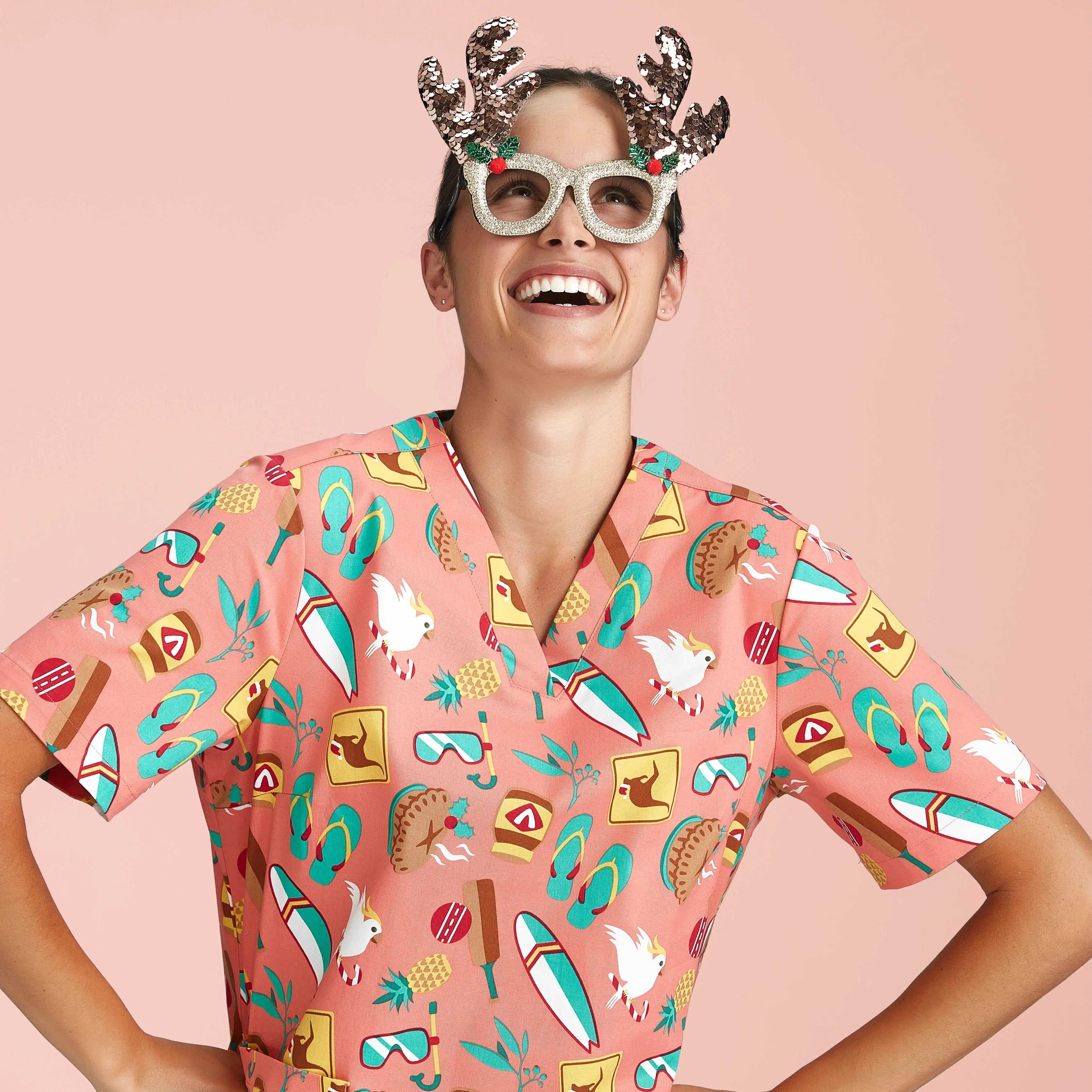 Biz Care Women's Christmas Scrubs Top  Simply Scrubs Australia
