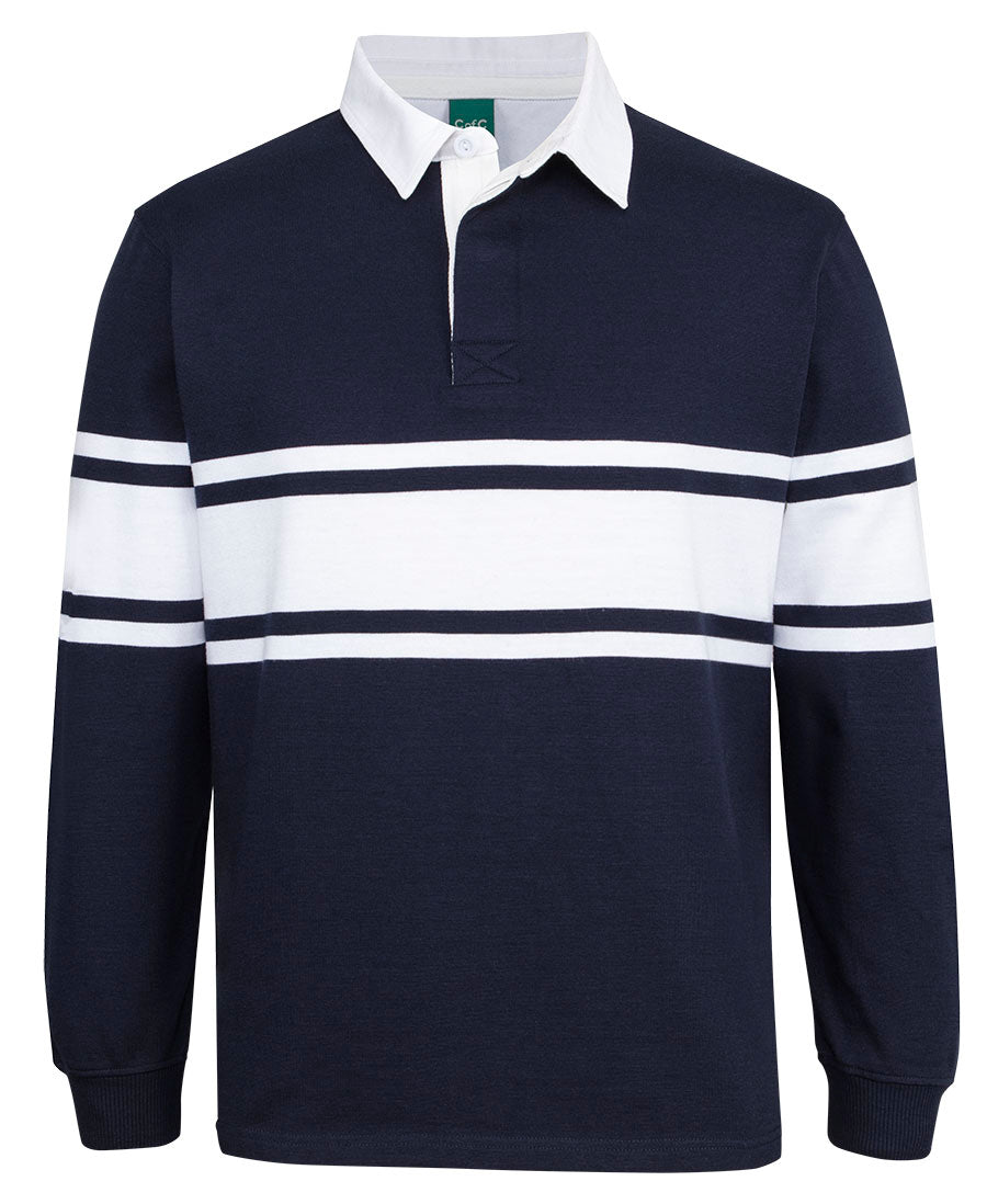 Jb's 3 Stripe Yarn Dyed Rugby Polo Shirt 3RY3