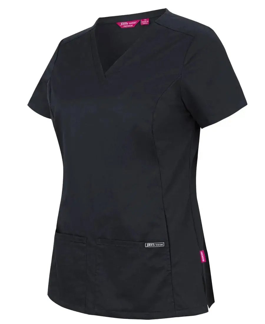 Jb's Ladies Premium Stretch Panel Scrub Top 4SUT1 Black - Simply Scrubs Australia