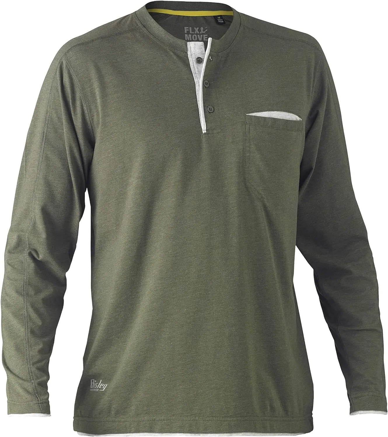 Bisley Workwear Flex & Move™ Cotton Henley Tee Long Sleeve BK6932 - City Workwear