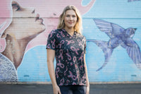 Softies Women's Pink Ribbons Slim Fit Fun Scrub Top PROT01 - Simply Scrubs Australia