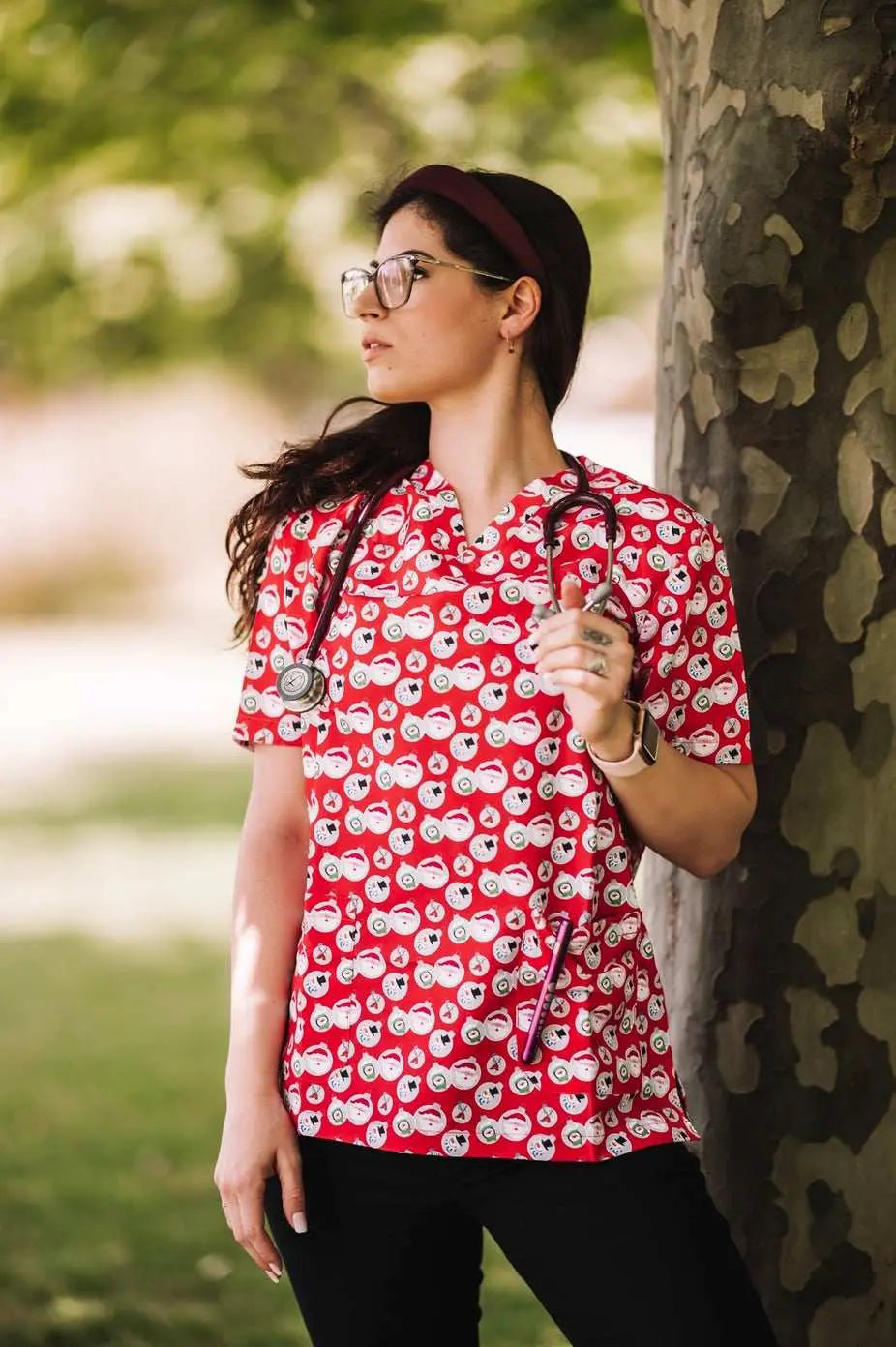 Unisex Christmas Medical Scrubs Top Printed SS01 - Simply Scrubs Australia