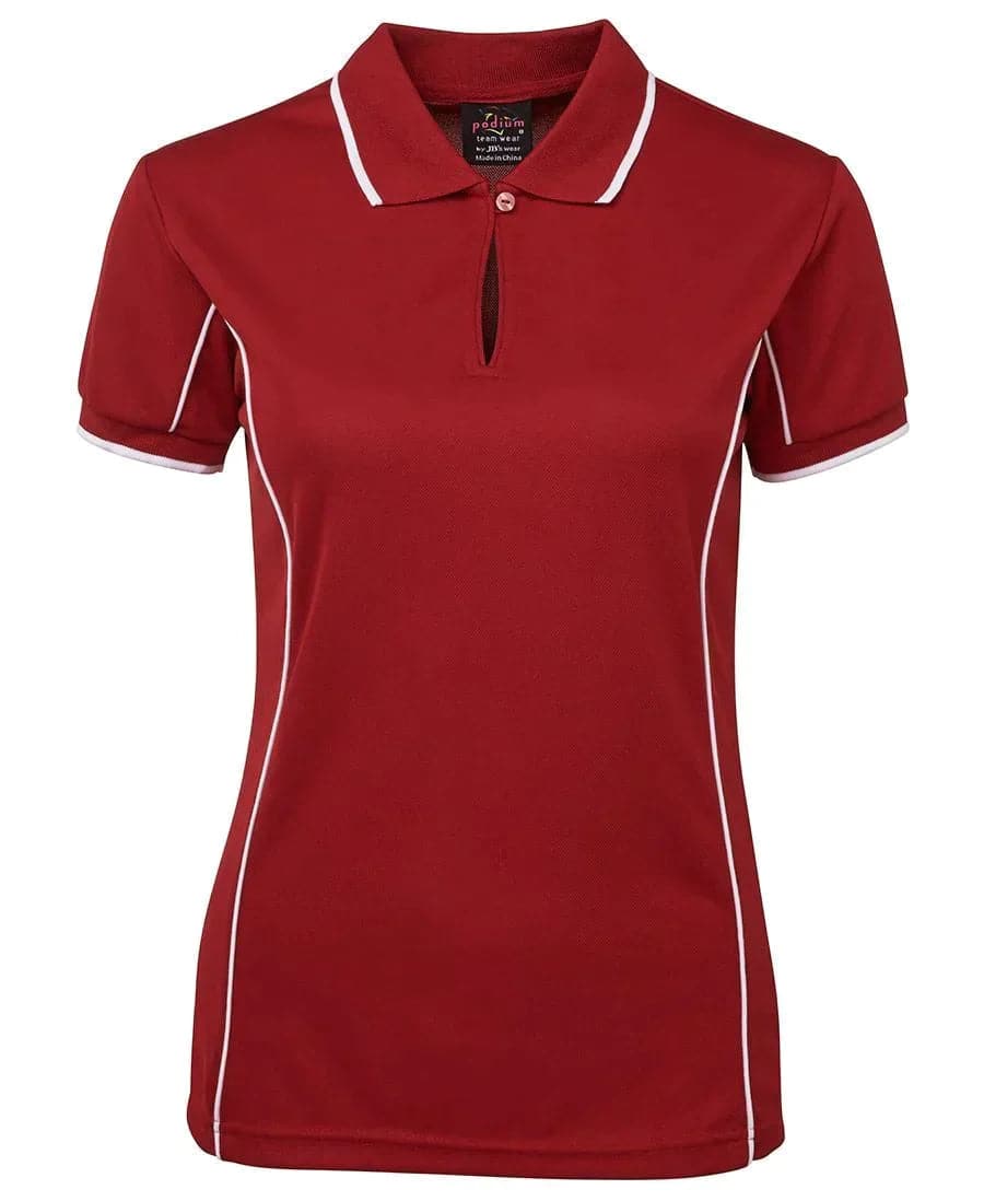 JB'S Wear Women’s Piping Work Polo 7LPI Casual Wear Jb's Wear Dk Red/White 8 