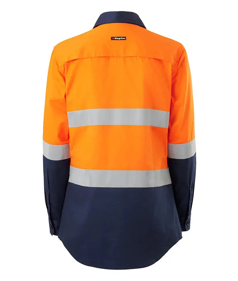 KingGee Women's Hi Vis Vented Spliced Long Sleeve Work Shirt K44221  Metro Workwear
