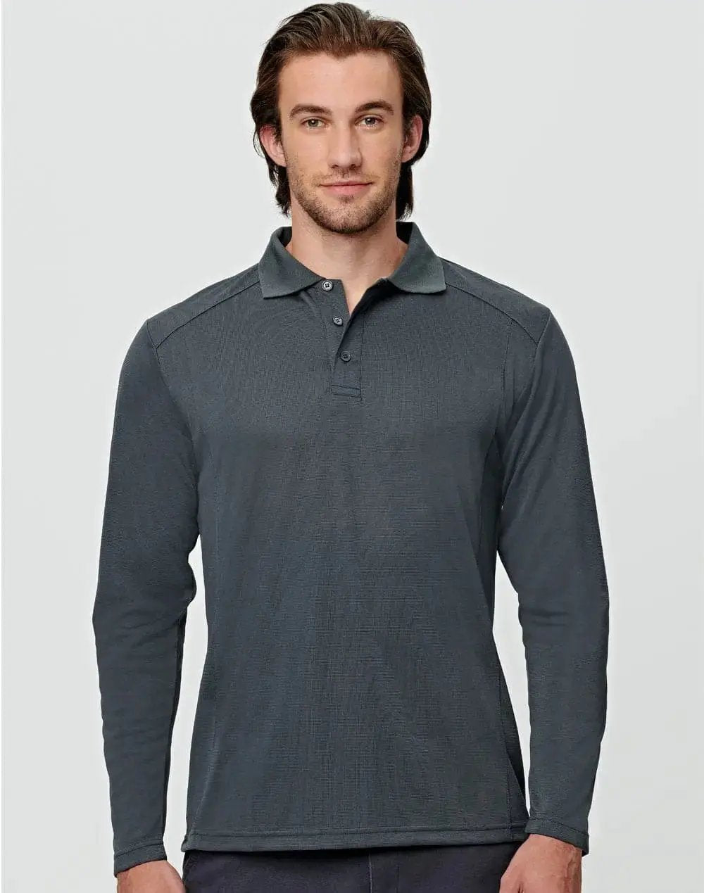 Mens Bamboo Charcoal Eco Fabric Long Sleeve Polo PS89 Casual Wear Winning Spirit   