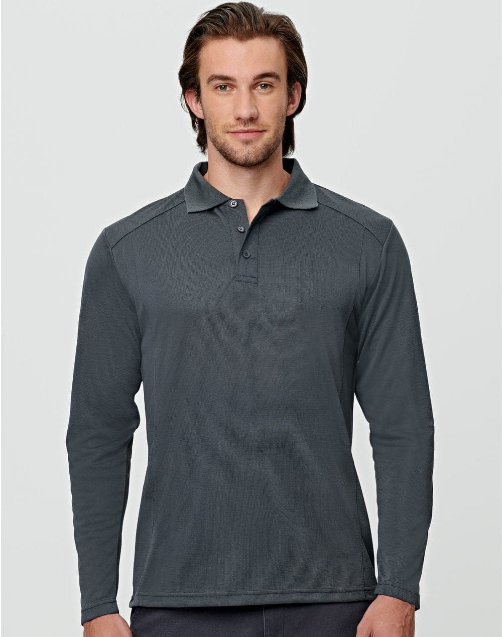 Mens Bamboo Charcoal Eco Fabric Long Sleeve Polo PS89 Casual Wear Winning Spirit   