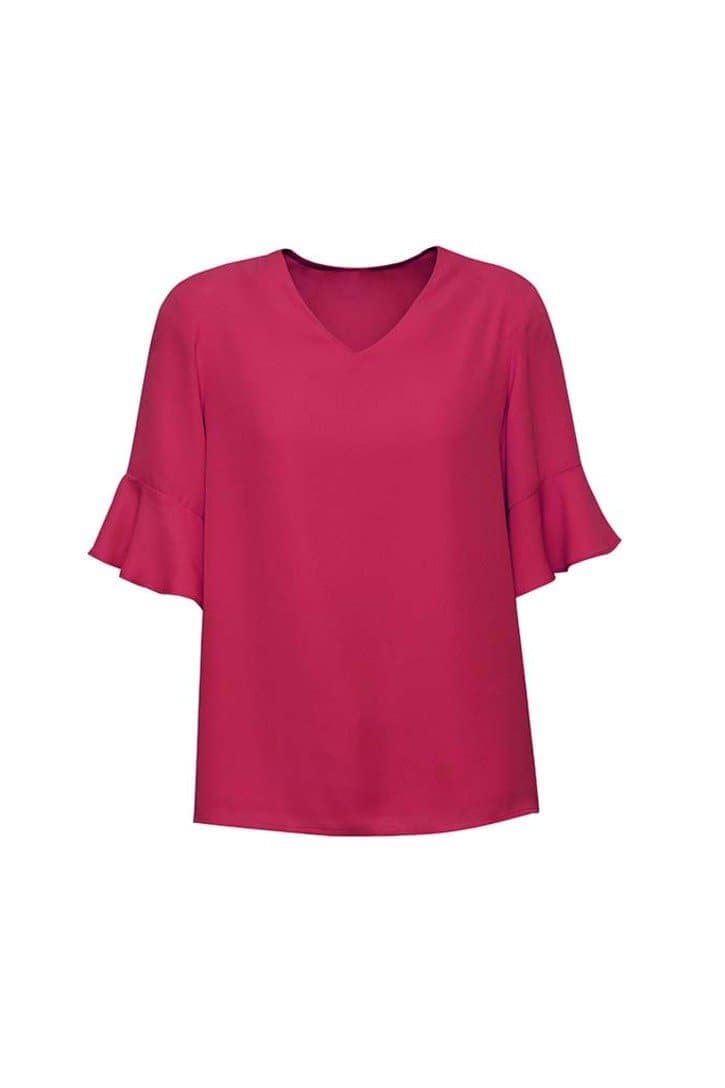 Biz Corporates Aria Fluted Sleeve Blouse RB966LS - Simply Scrubs Australia