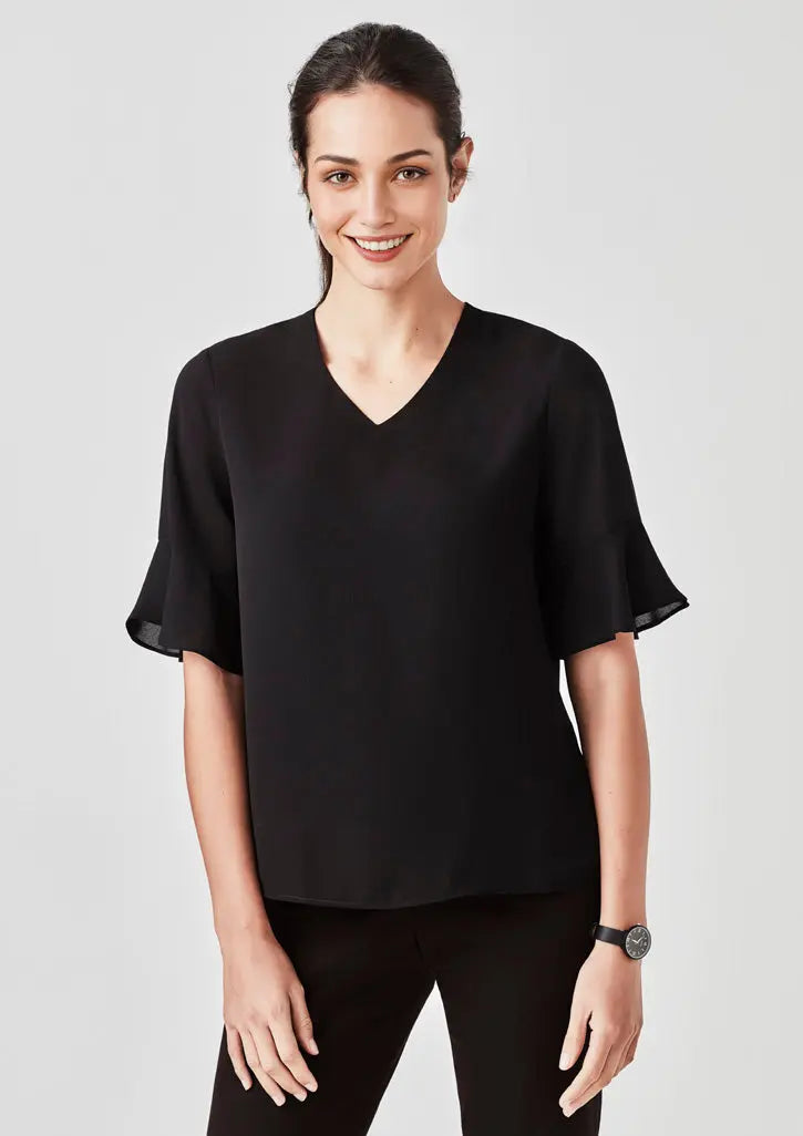 Biz Corporates Aria Fluted Sleeve Blouse RB966LS Biz Corporates
