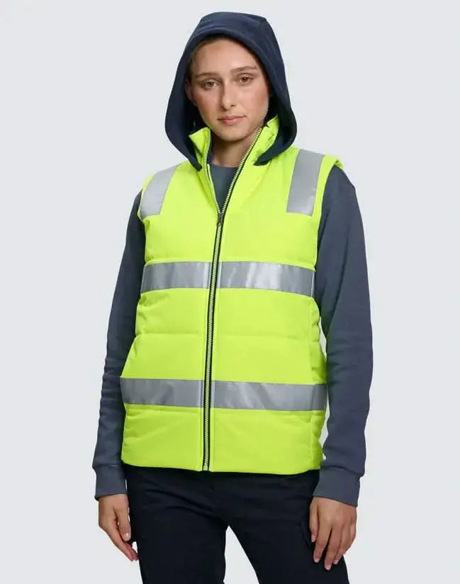 Unisex Hi-Vis Safety Hooded Puffer Vest SW93 
