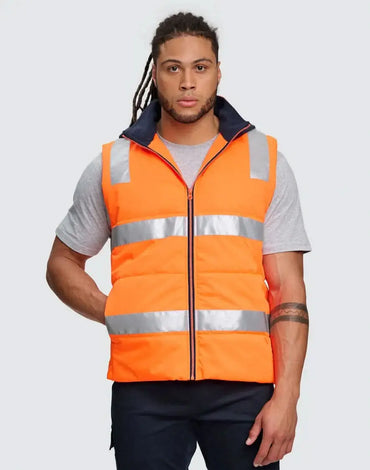 Unisex Hi-Vis Safety Hooded Puffer Vest SW93 