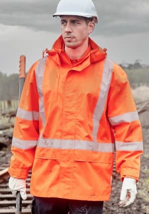 SYZMIK Men's Hi Vis X Back Ultralite Waterproof Jacket ZJ657