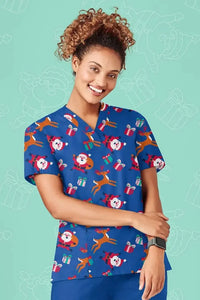 Biz Care Women's Christmas Scrubs Top - Simply Scrubs Australia