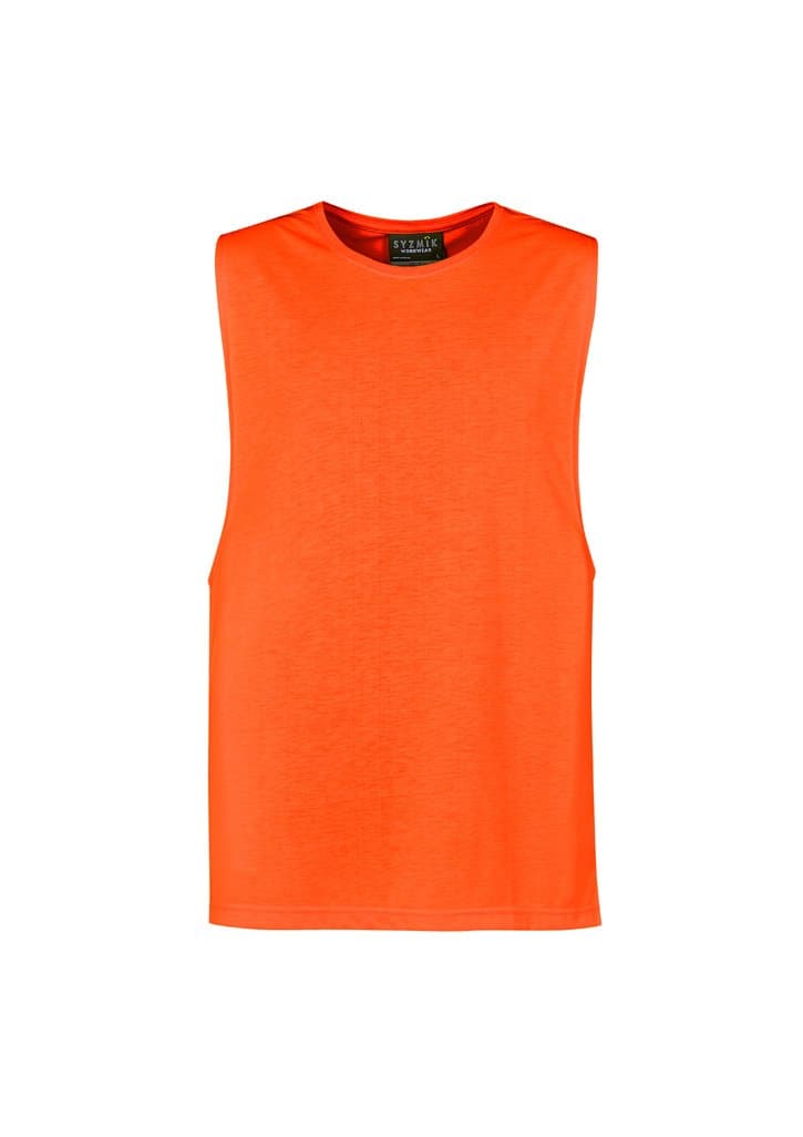 Mens His Vis Sleeveless Tee ZH297 Work Wear Syzmik Orange XXS 