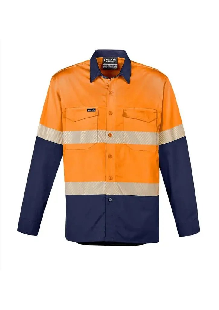 Mens Rugged Cooling Hi Vis Segmented Tape L/S Shirt ZW229 Metro Workwear.