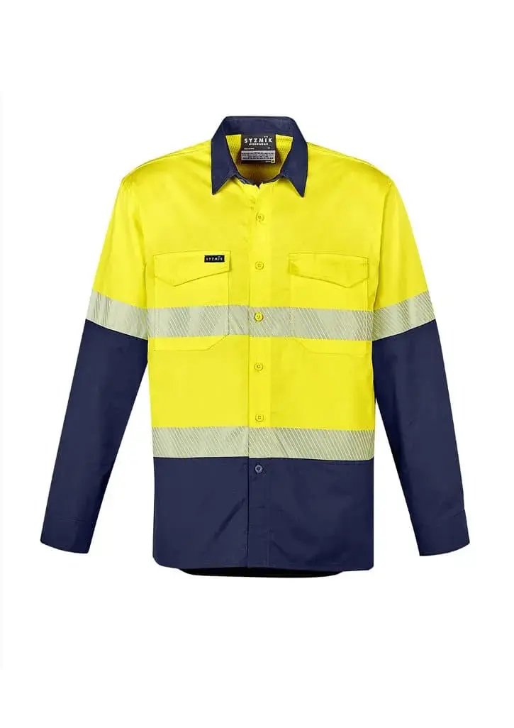 Mens Rugged Cooling Hi Vis Segmented Tape L/S Shirt ZW229 Metro Workwear.