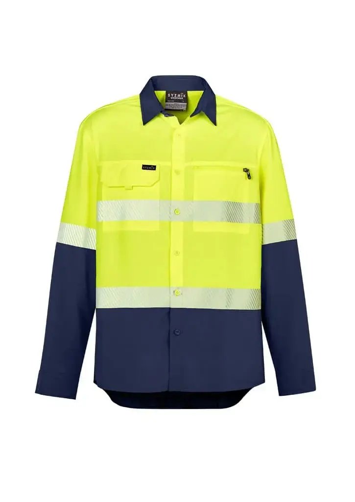 Mens Hi Vis Outdoor Segmented Tape L/S Shirt ZW470 Metro Workwear.