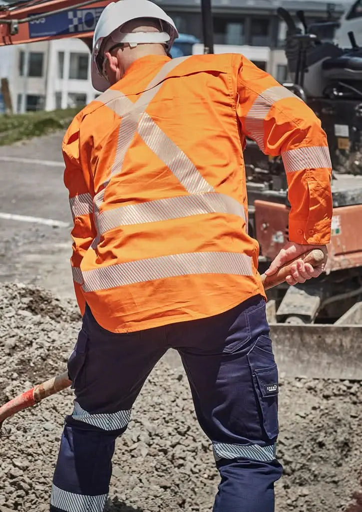 SYZMIK Men's Hi Vis X Back NSW Rail Segmented Tape ZW692 - City Workwear