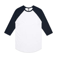 As Colour Men's raglan tee 5012 Casual Wear As Colour WHITE/NAVY XSM 