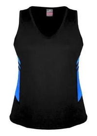 Aussie Pacific Ladies Tasman Singlet 2111 Casual Wear Aussie Pacific Black/Cyan 4 