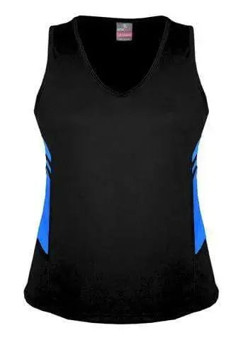 Aussie Pacific Ladies Tasman Singlet 2111 Casual Wear Aussie Pacific Black/Cyan 4 