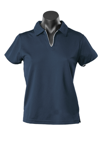 Aussie Pacific Ladies Yarra Polo Shirt 2302 Casual Wear Aussie Pacific Navy/White 16-18 