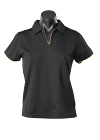 Aussie Pacific Ladies Yarra Polo Shirt 2302 Casual Wear Aussie Pacific Black/Gold 16-18 