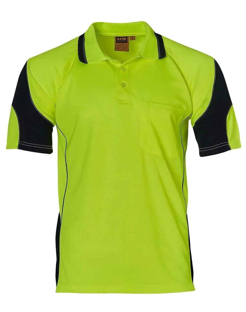 Aiw Alliance Short Sleeve Safety Polo - Unisex  SW71 Work Wear Australian Industrial Wear Yellow/Navy 2XS 