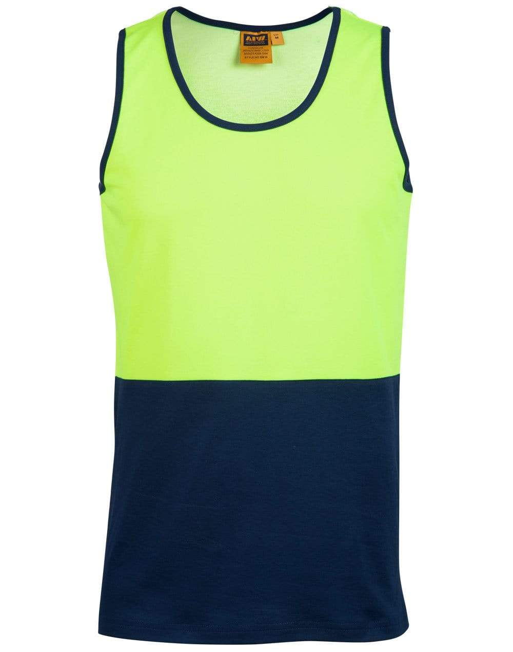 Hi-vis Safety Singlet SW15 Work Wear Australian Industrial Wear S Fluoro Yellow/Navy 