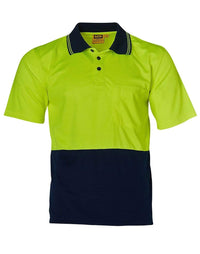 High Visibility Short Sleeve SW01TD Work Wear Australian Industrial Wear Fluoro Yellow/Navy S 