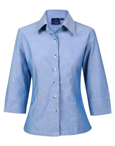 BENCHMARK Ladies' Chambray 3/4 Sleeve BS04 Metro Workwear.
