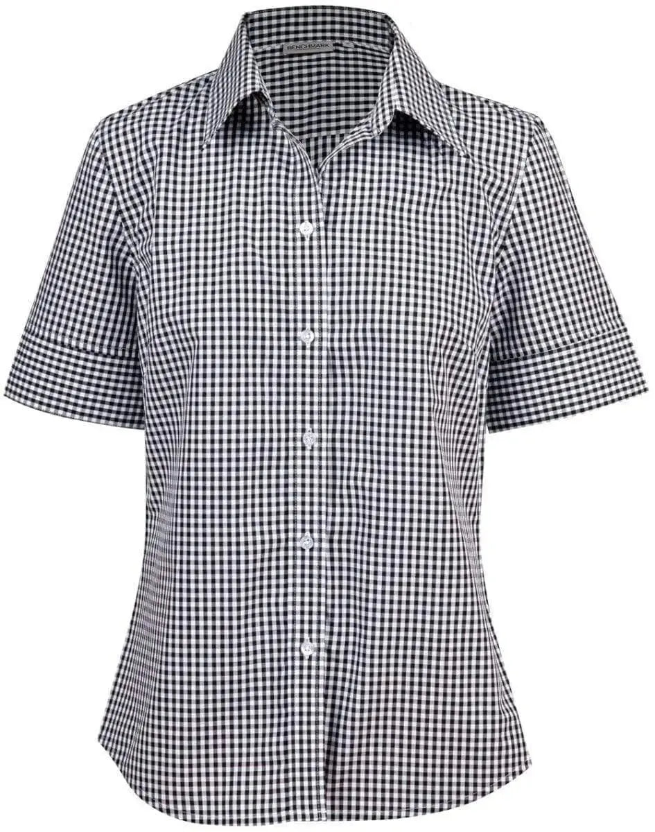 BENCHMARK Ladies’ Gingham Check Short Sleeve Shirt  M8300S Metro Workwear.
