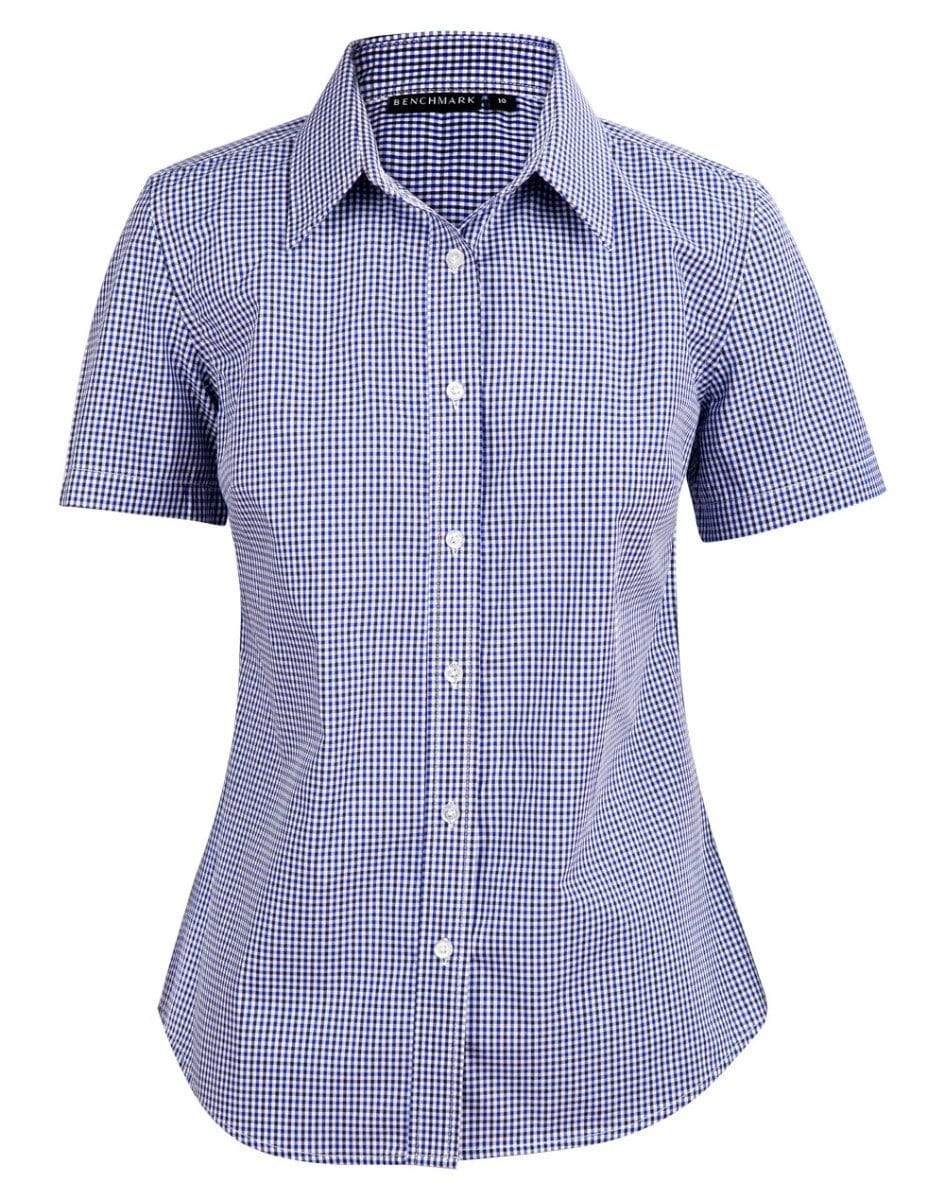 BENCHMARK Ladies’ Two Tone Gingham Short Sleeve Shirt M8320S Metro Workwear.