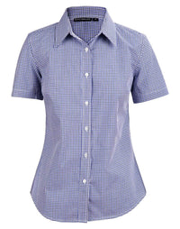 BENCHMARK Ladies’ Two Tone Gingham Short Sleeve Shirt M8320S Metro Workwear.