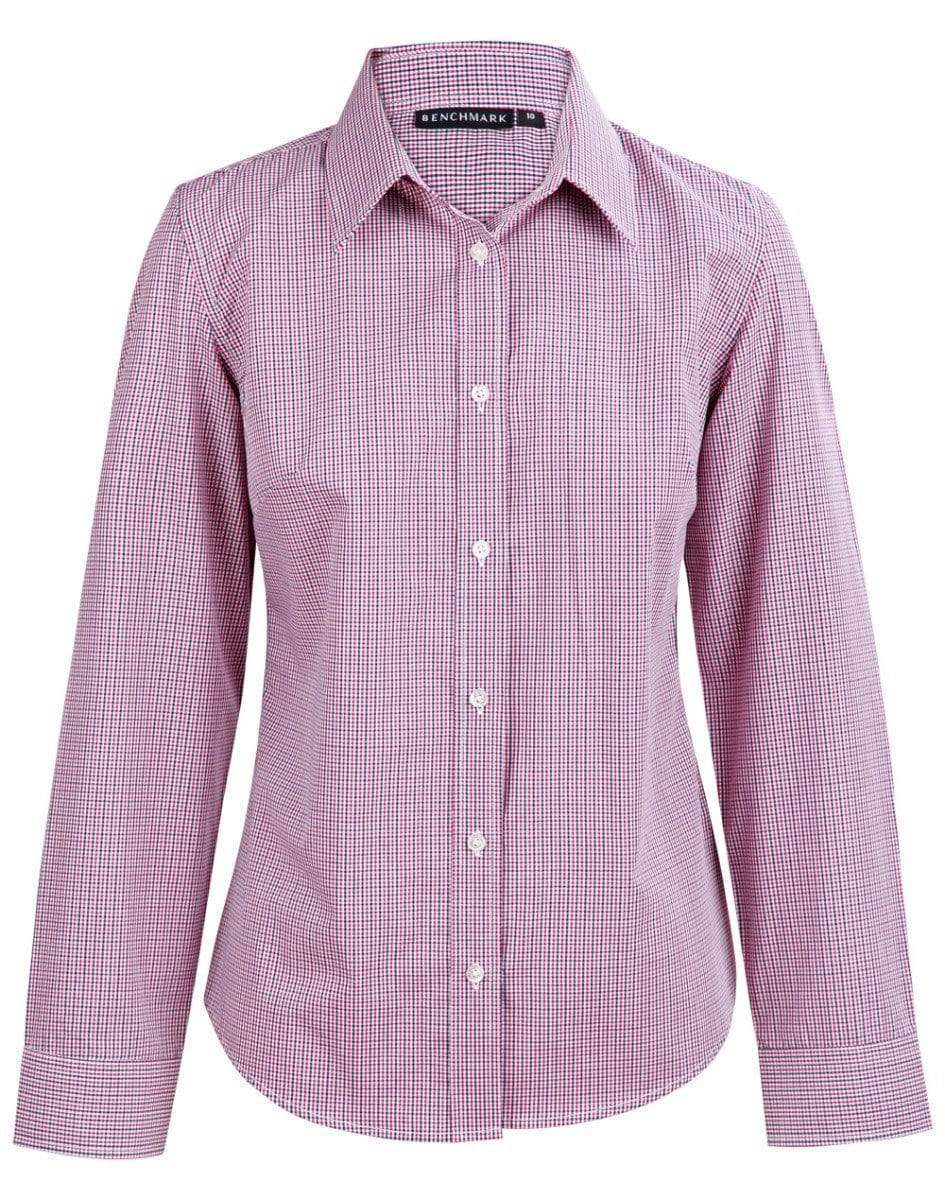 BENCHMARK Ladies’ Two Tone Mini Gingham Long Sleeve Shirt M8340L Metro Workwear.