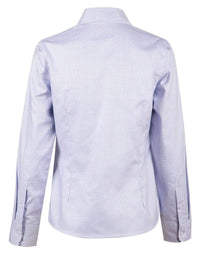 BENCHMARK Laides’ Dot Contrast Long Sleeve Shirt- white blue dot M8922 Metro Workwear.