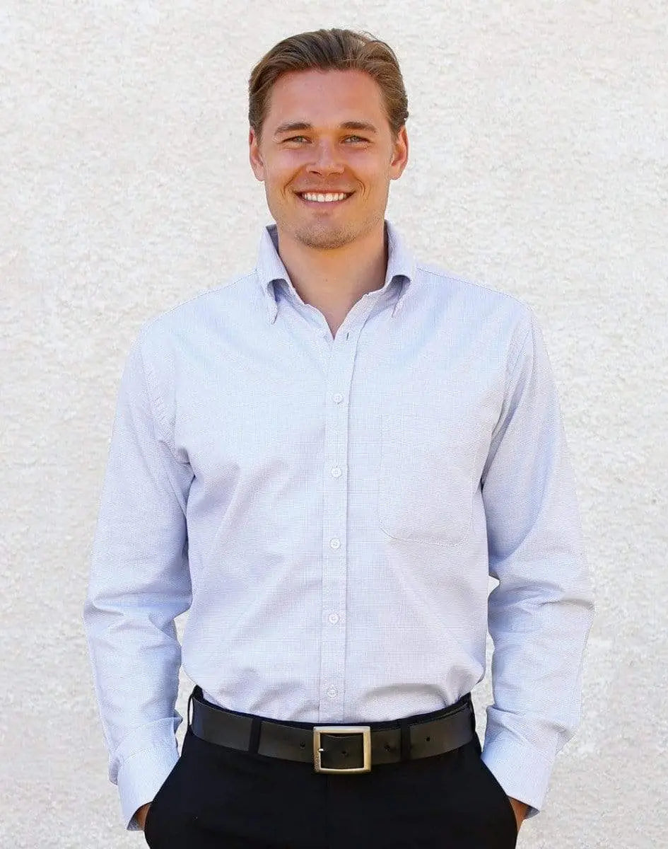 BENCHMARK Men's Dot Contrast Long Sleeve Shirt M7922 Metro Workwear.