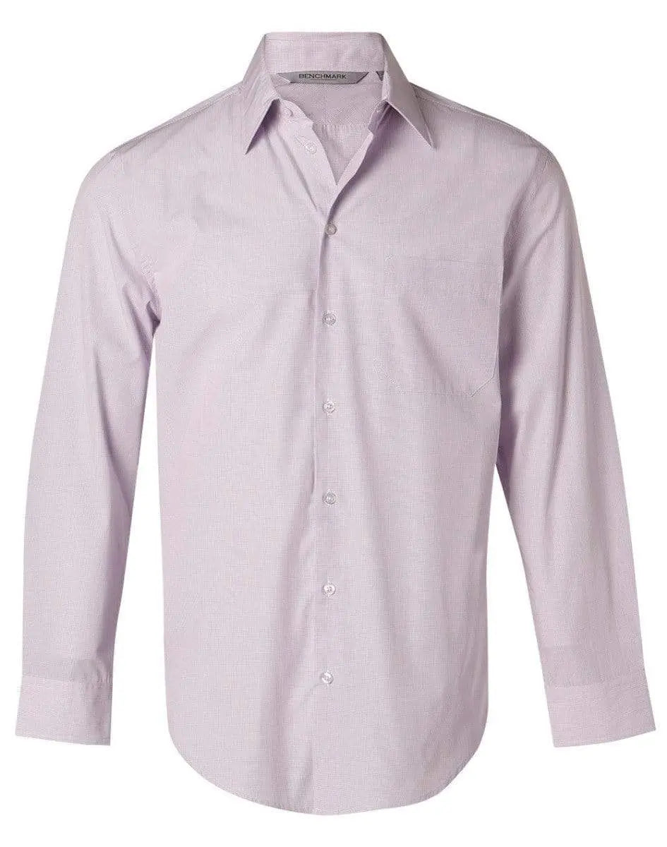 BENCHMARK Men's Mini Check Long Sleeve Shirt M7360L Metro Workwear.