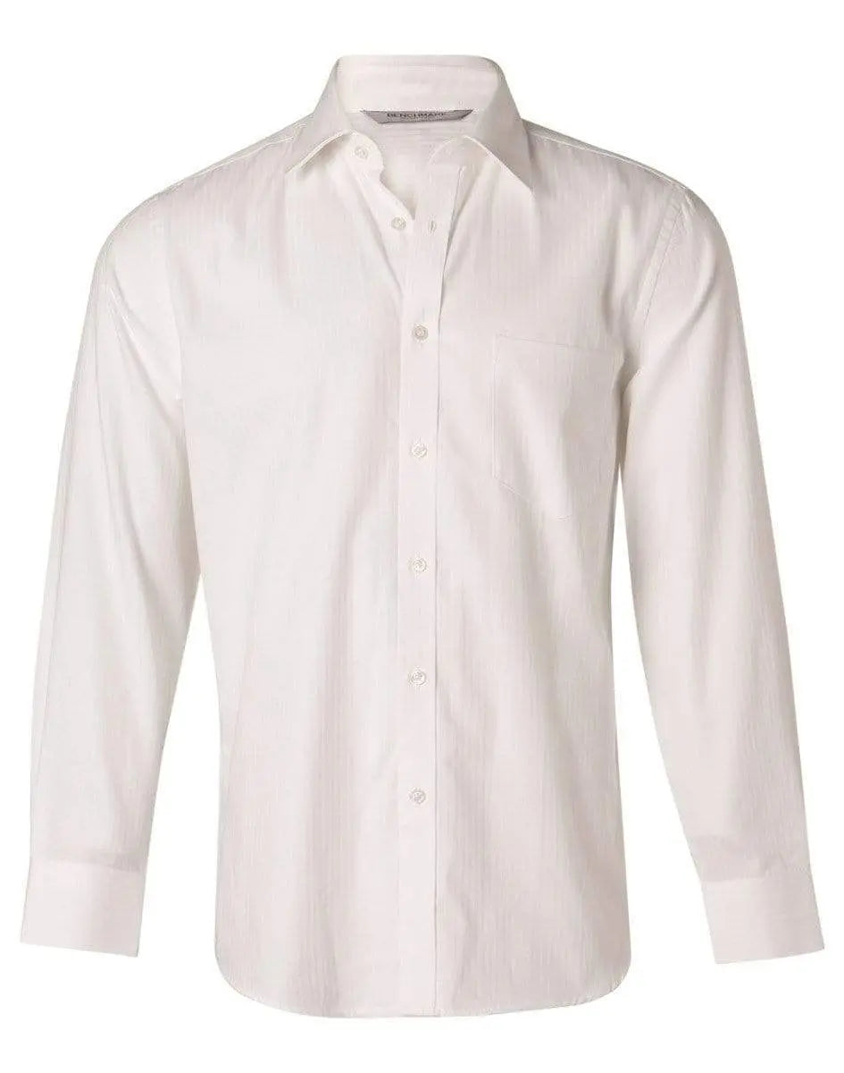 BENCHMARK Men's Mini Herringbone Long Sleeve Shirt M7112 Metro Workwear.